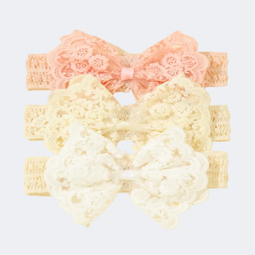 Set of lace headbands with bows