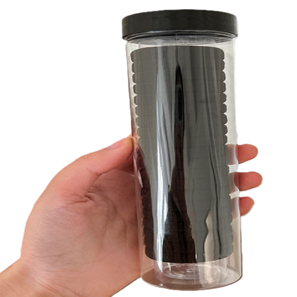 Clear tumbler with black lid