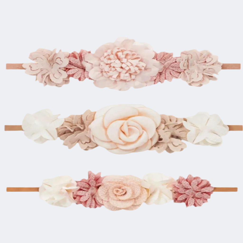 Set of three floral headbands