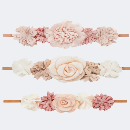 Set of three floral headbands