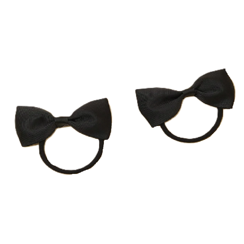Two black hair bows on white background