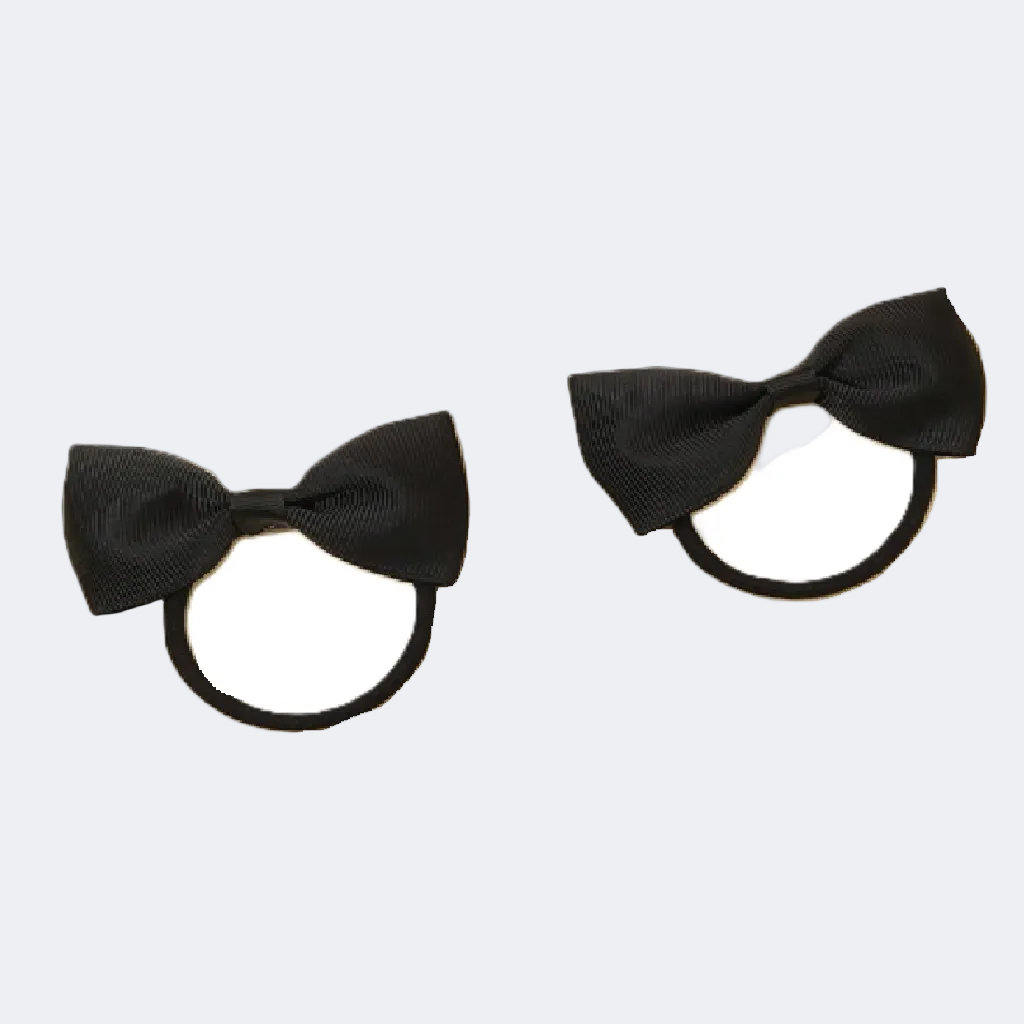 Two black hair bows on white background