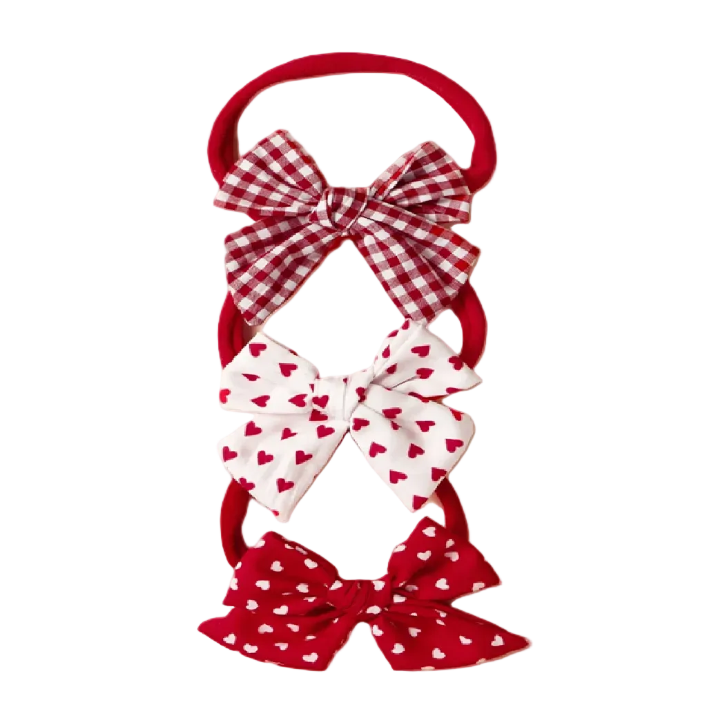 Red Bow Baby Headbands 3 pcs