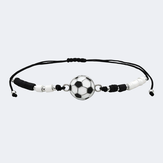 Bracelet with soccer ball charm on a white background