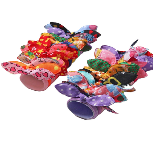 Colorful hair bows on a white background