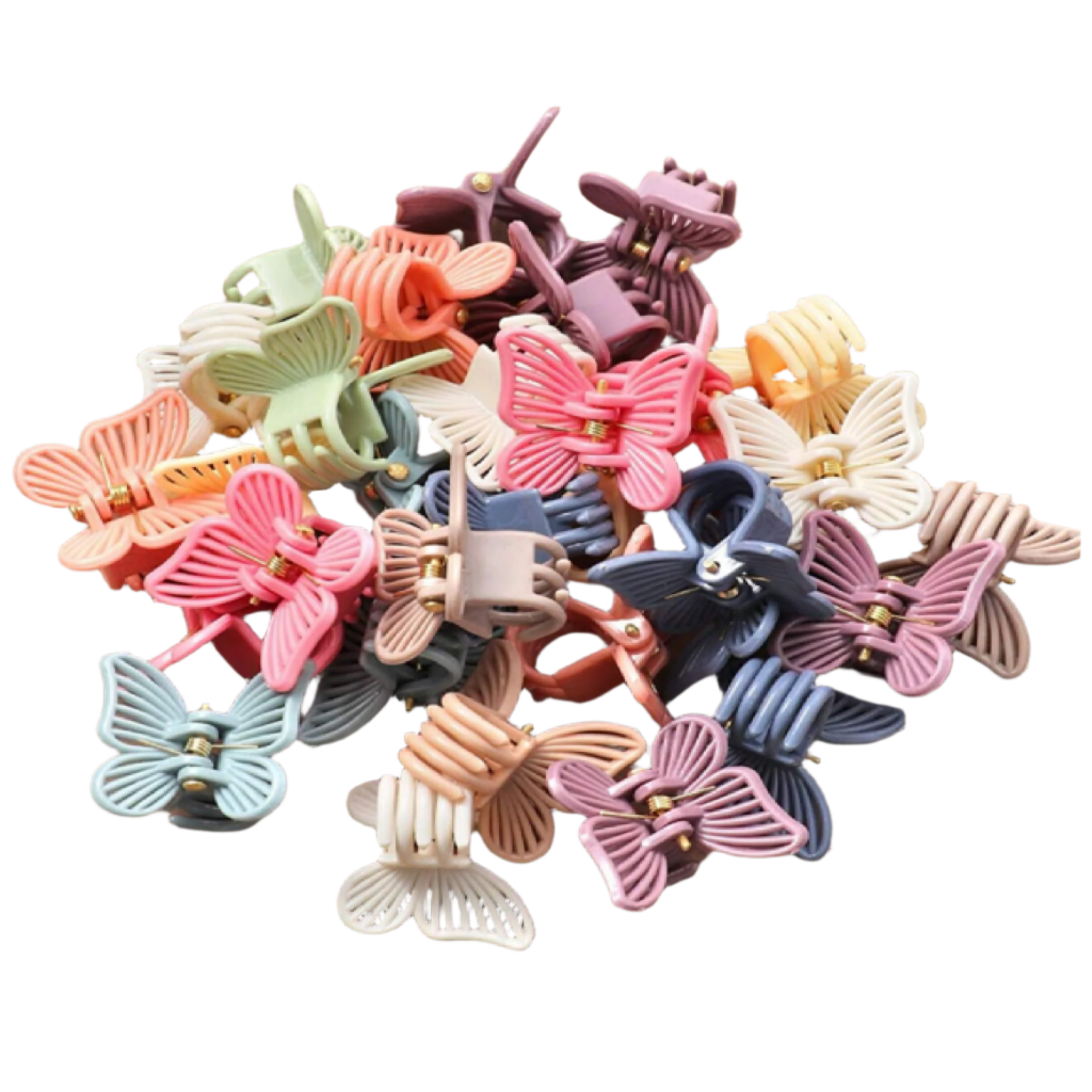 Collection of colorful butterfly-shaped hair clips