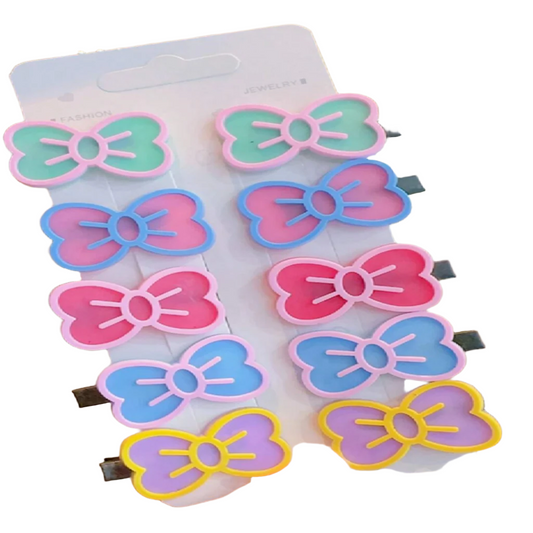 Pack of colorful bow-shaped hair clips