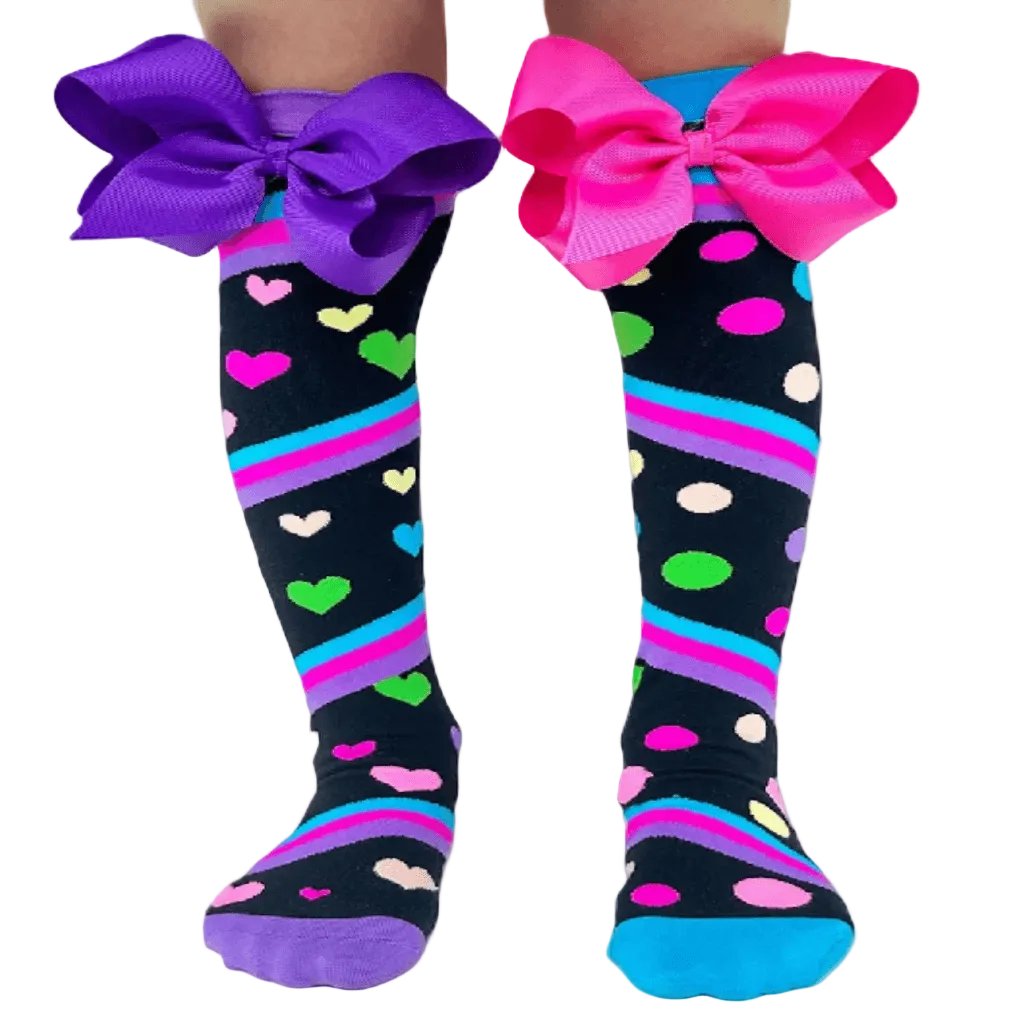 Multicolor Heart Bow Socks