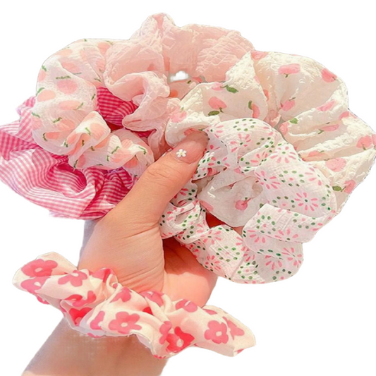 Floral Garden Scrunchies 6 pcs