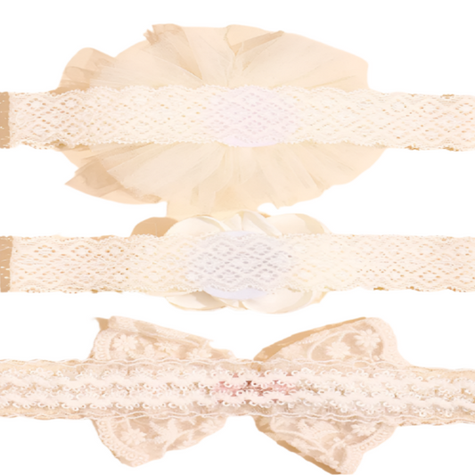 Three strips of white lace