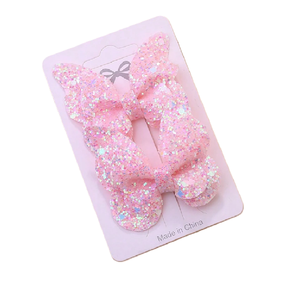 Pink glittery hair bow