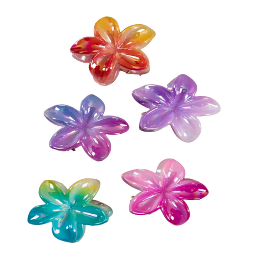 Set of colorful flower-shaped hair clips