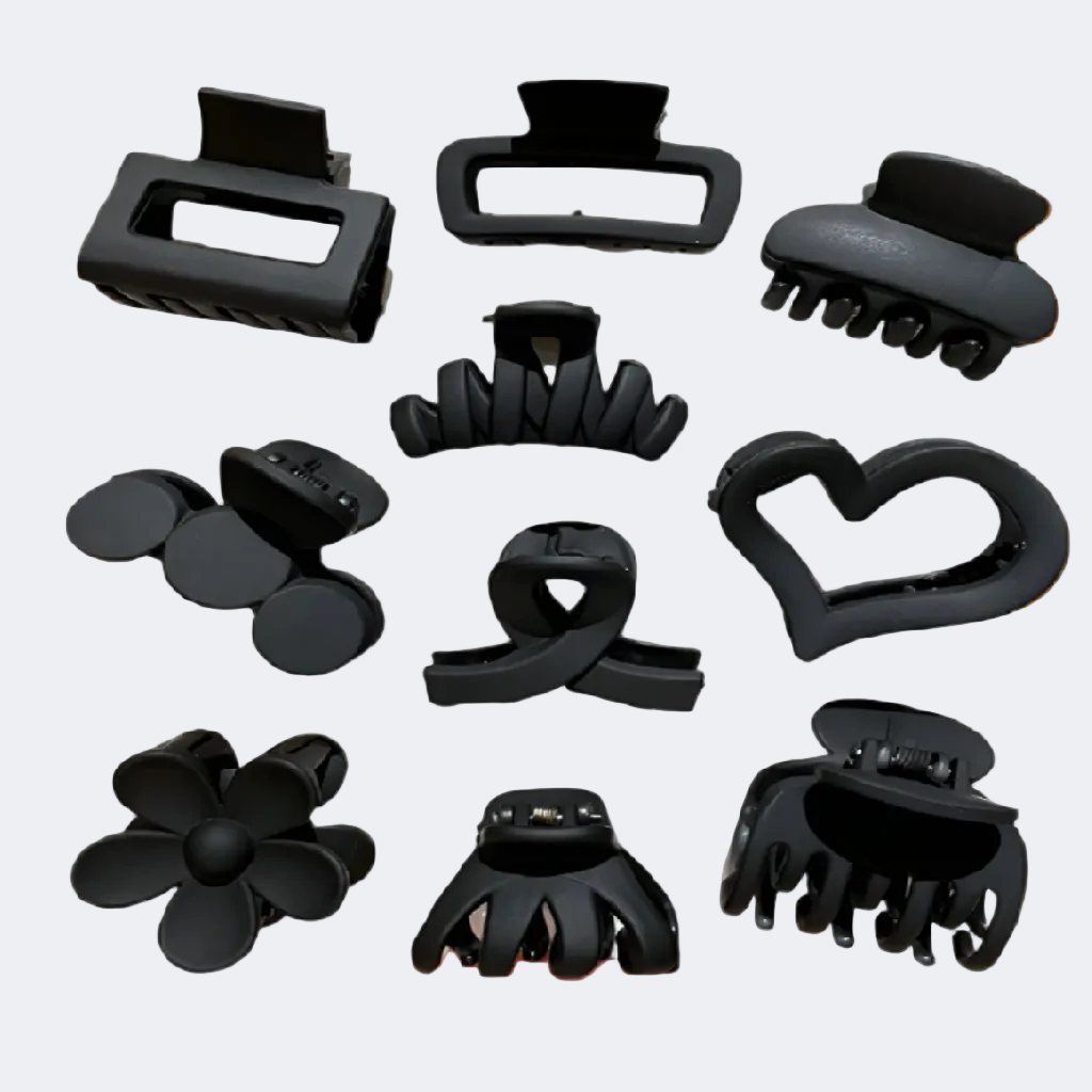 Set of black hair clamps