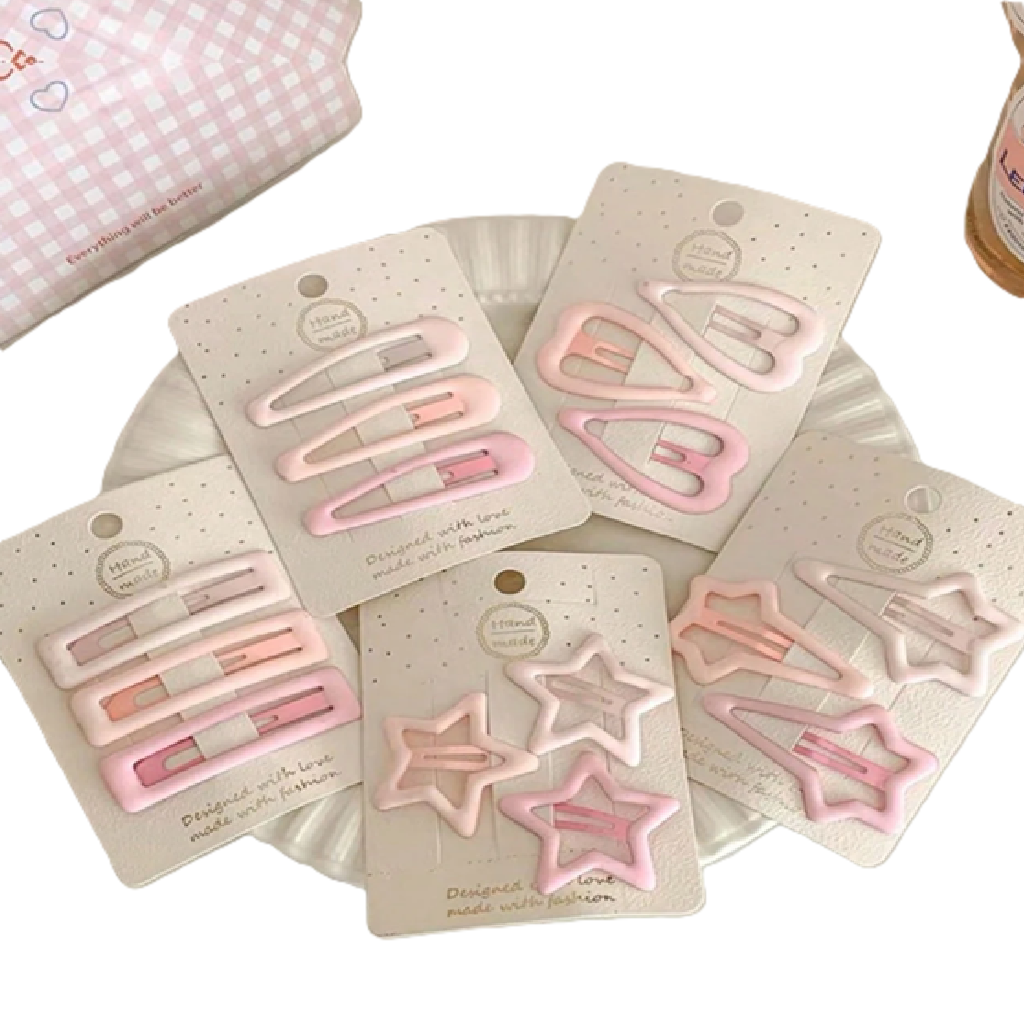Set of pink hair clips