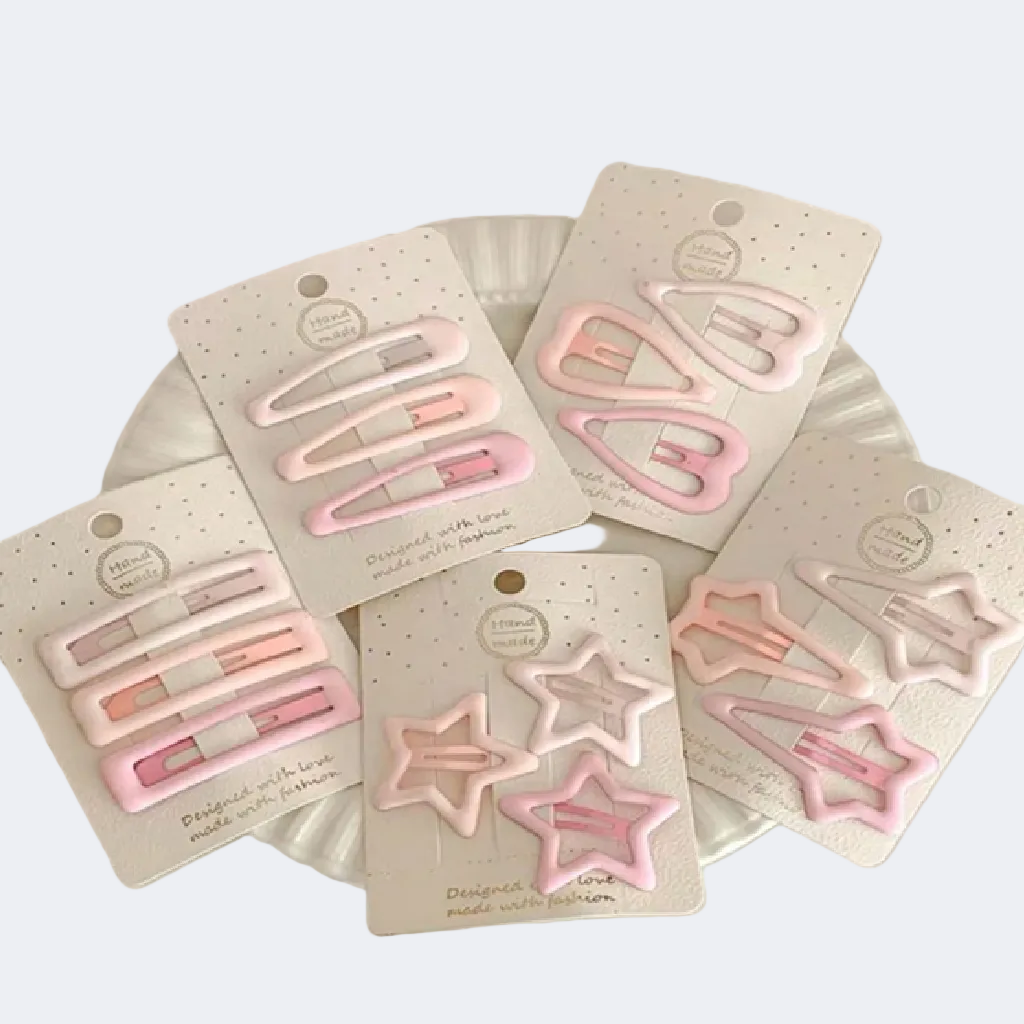 Set of pink hair clips