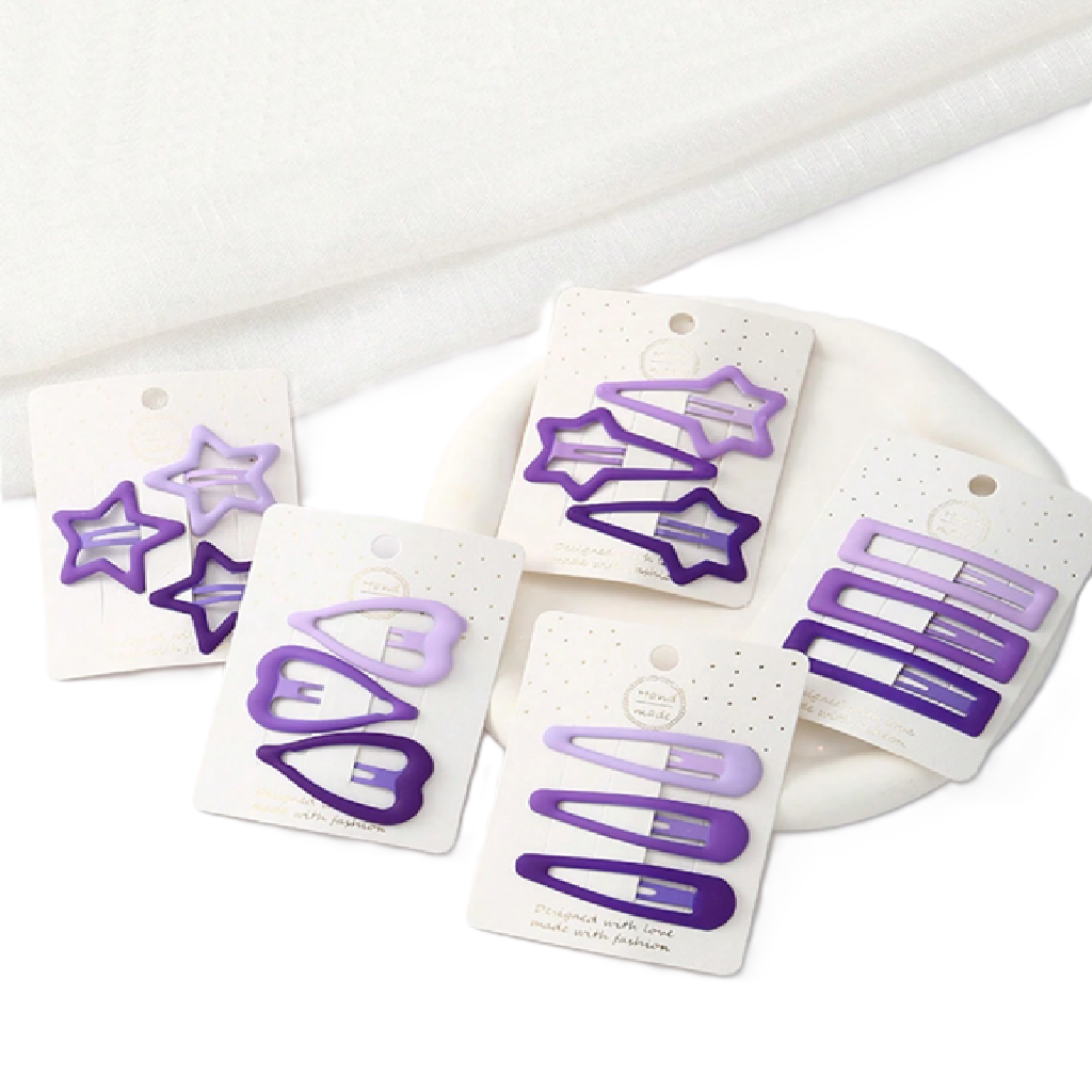 Set of purple hair clips