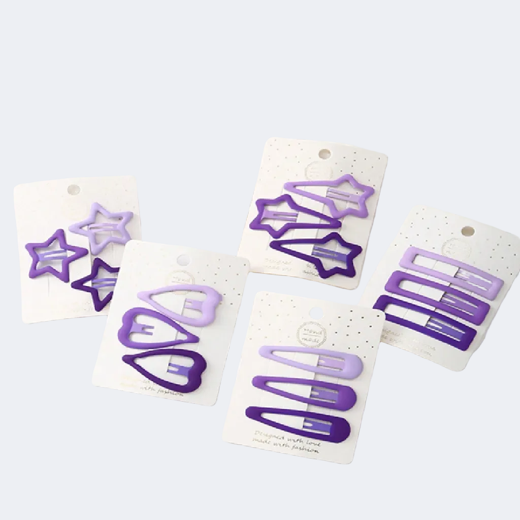Set of purple hair clips