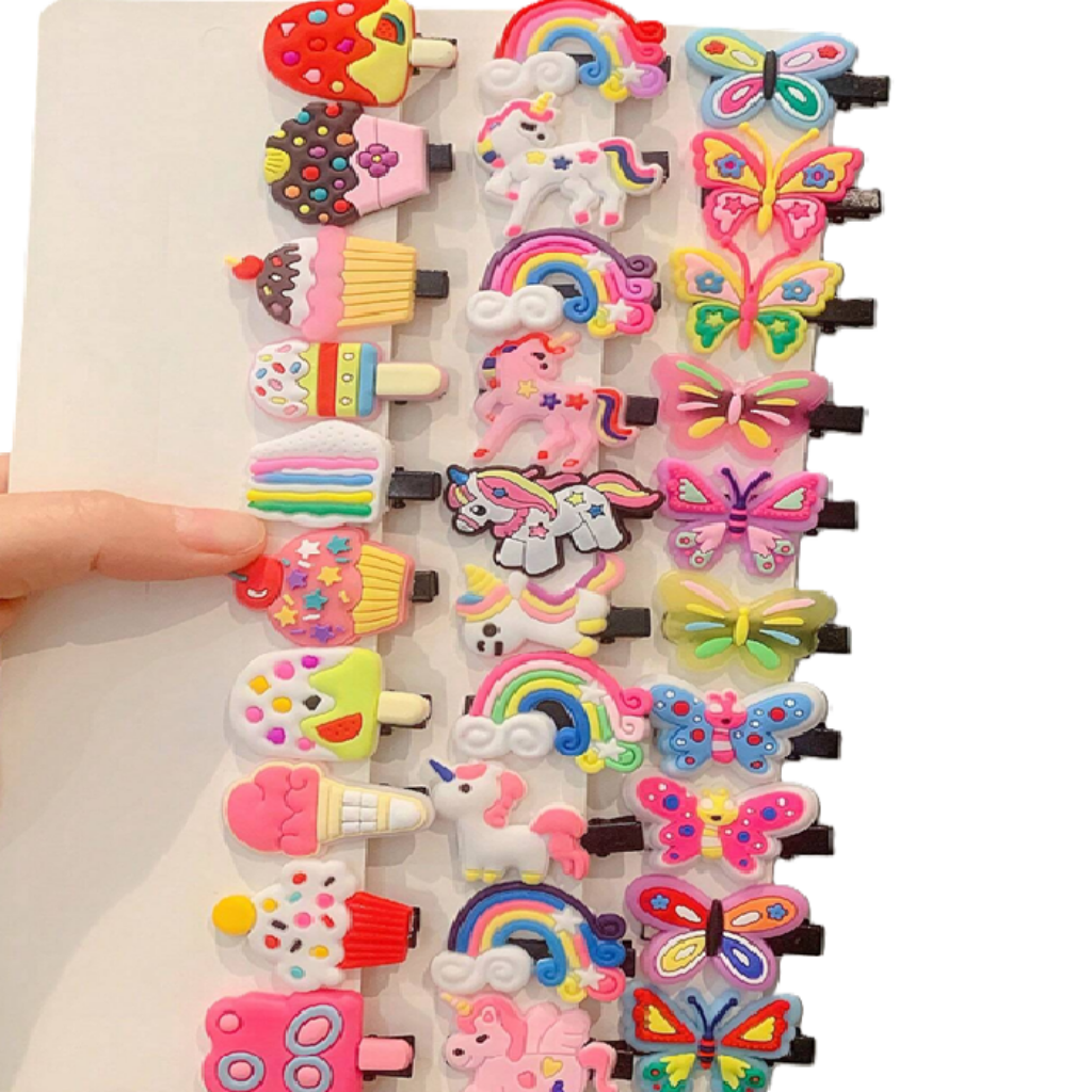 Colorful hair clips with various designs