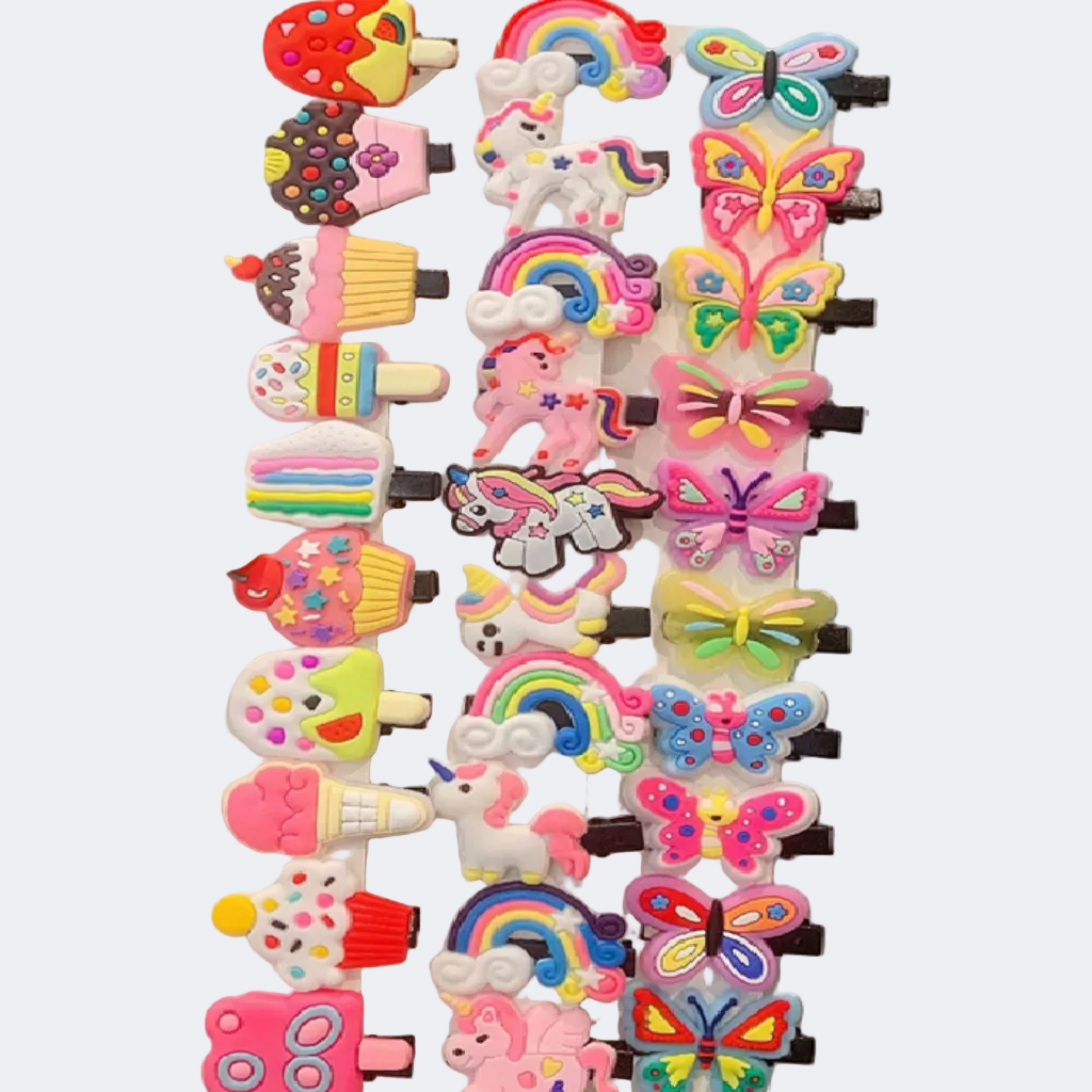 Colorful hair clips with various designs