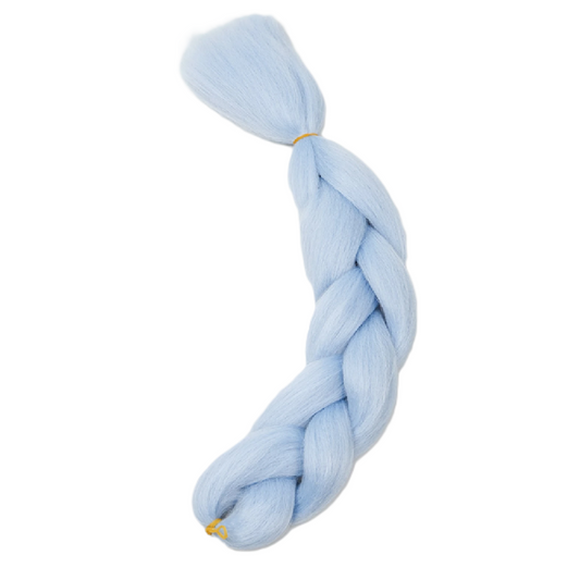 Light blue braided yarn on a white background