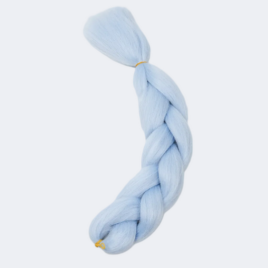 Light blue braided yarn on a white background