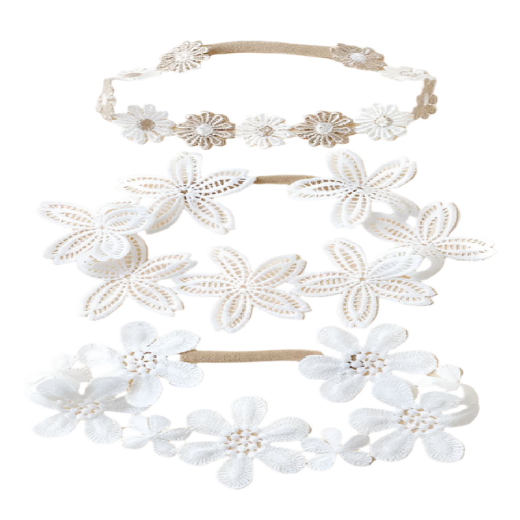Set of white floral headbands