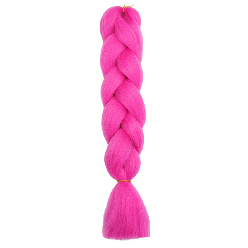 Braided pink hair extension on a white background