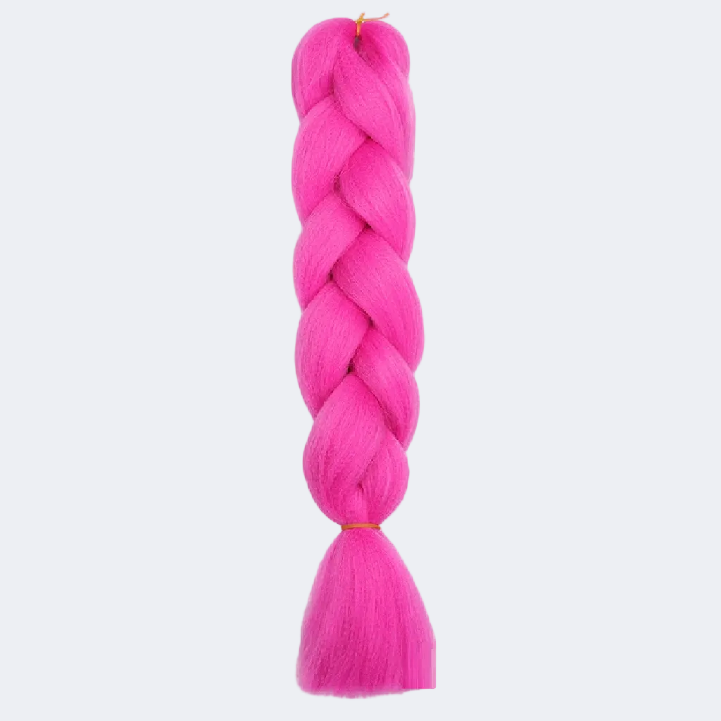 Braided pink hair extension on a white background