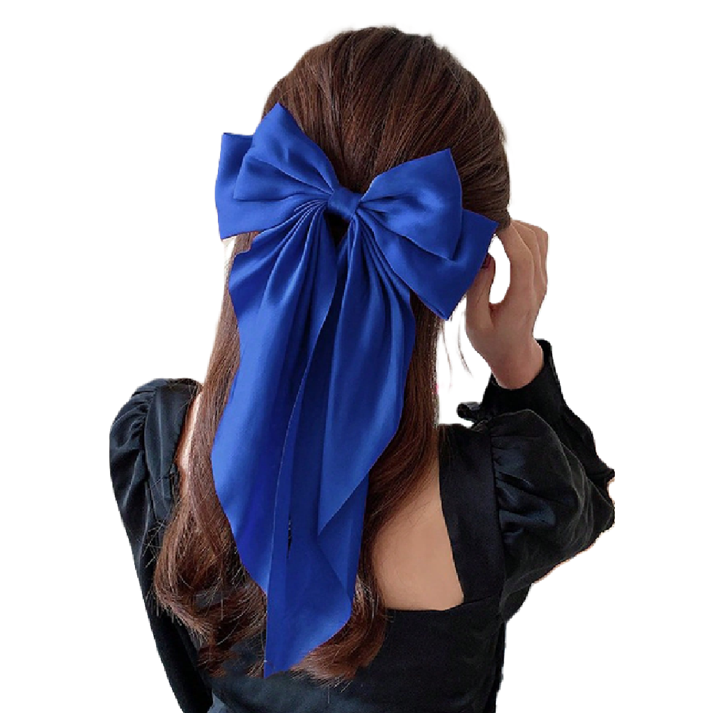 Large Hair Bow Barrette in Blue 1pc