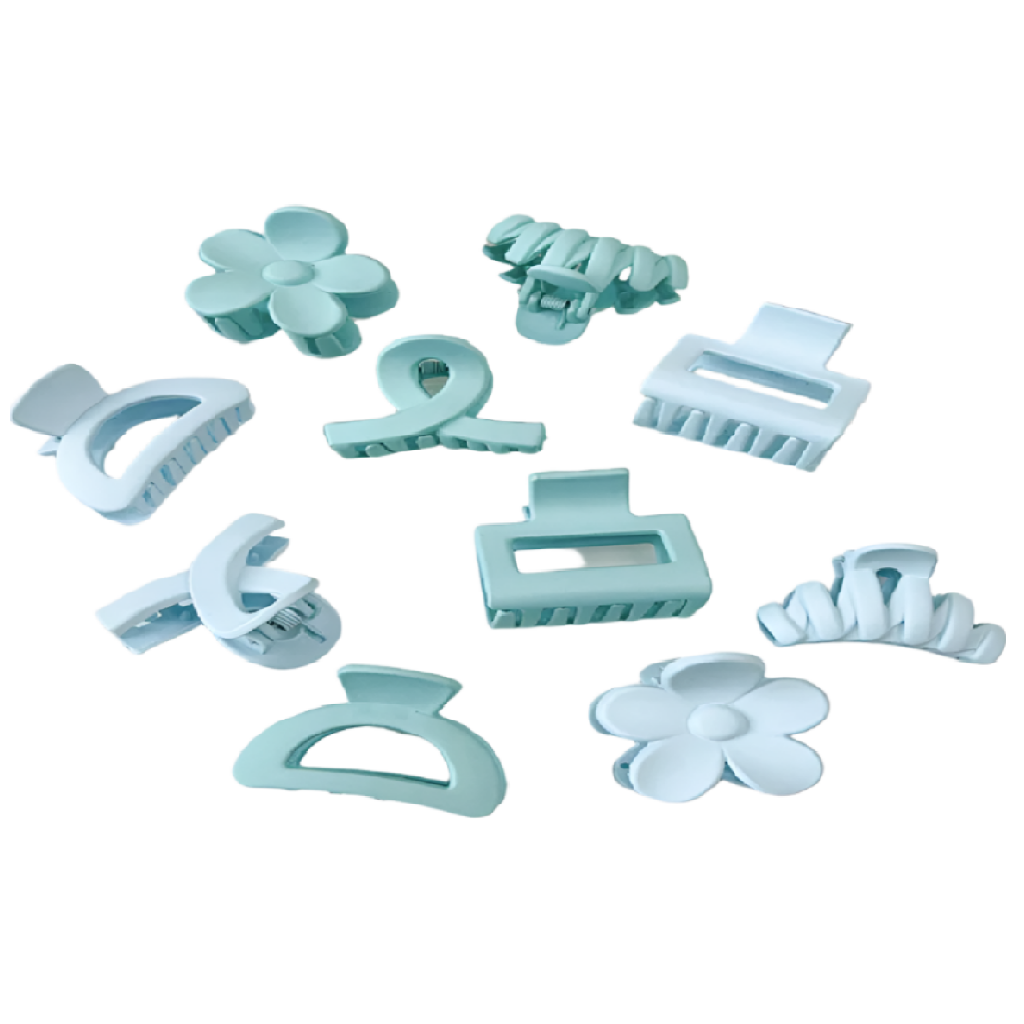 Set of light blue hair clips