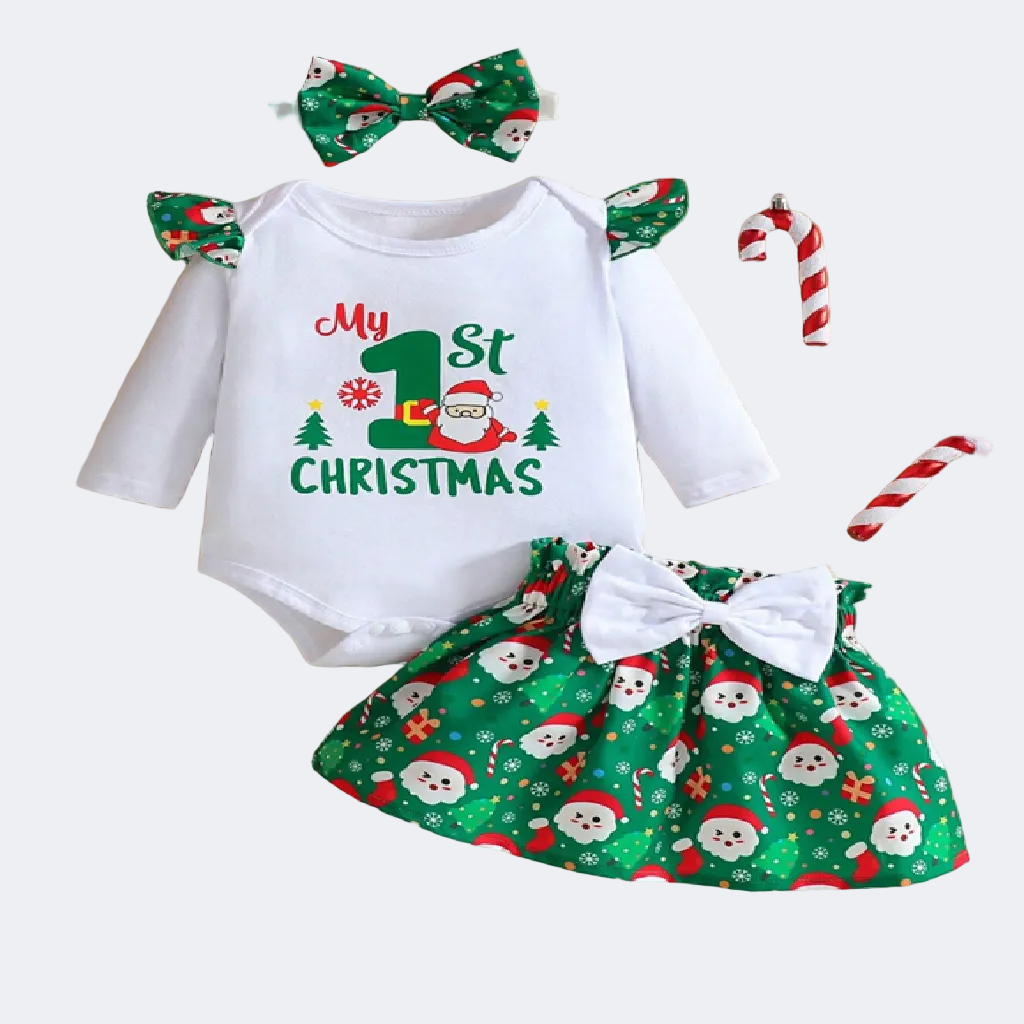 My First Christmas Outfit (Romper, Skirt Headband) 3–6M pcs