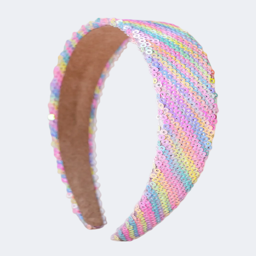 Multicolored beaded headband on a white background