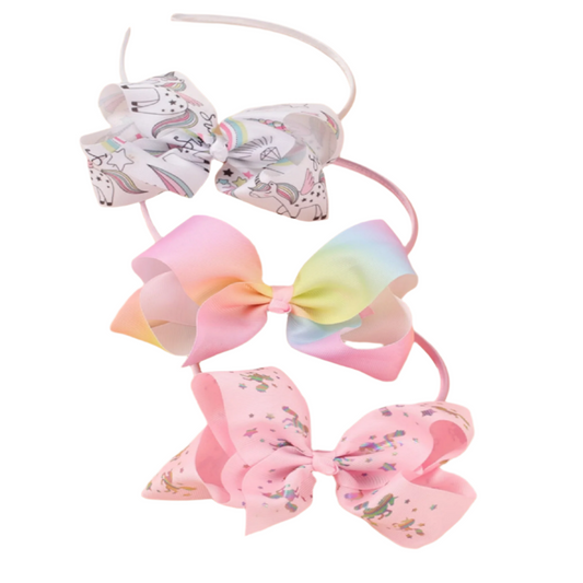 Set of three colorful hair bows