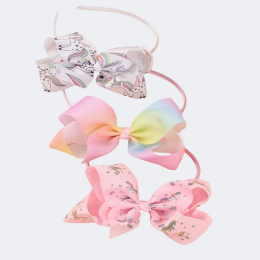 Set of three colorful hair bows