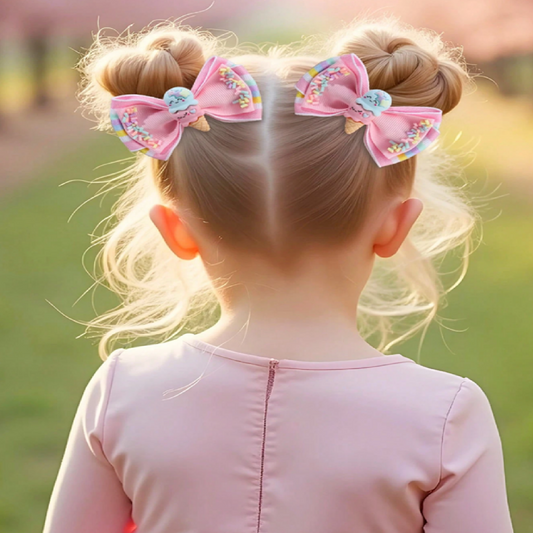 Pink Ice Cream Sprinkle Hair Bows