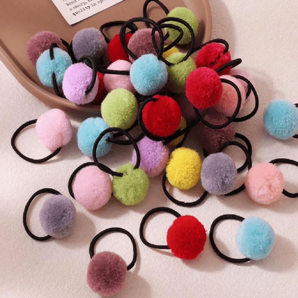 Pom Pom Hair Ties in Multicolor