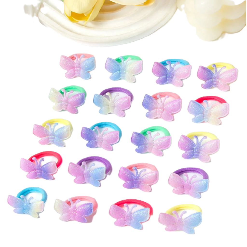 Set of colorful butterfly-shaped hair ties