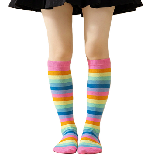 Colorful striped knee-high socks