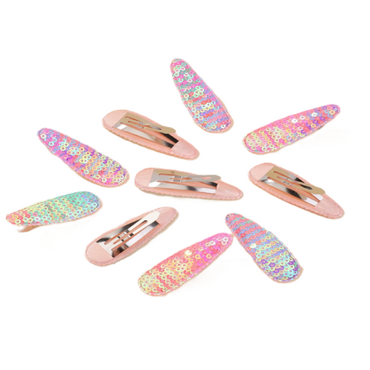 Set of floral and glittery hair clips