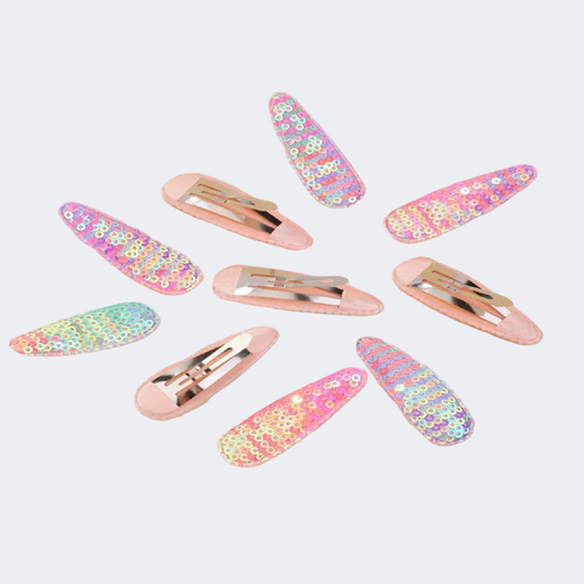 Set of floral and glittery hair clips