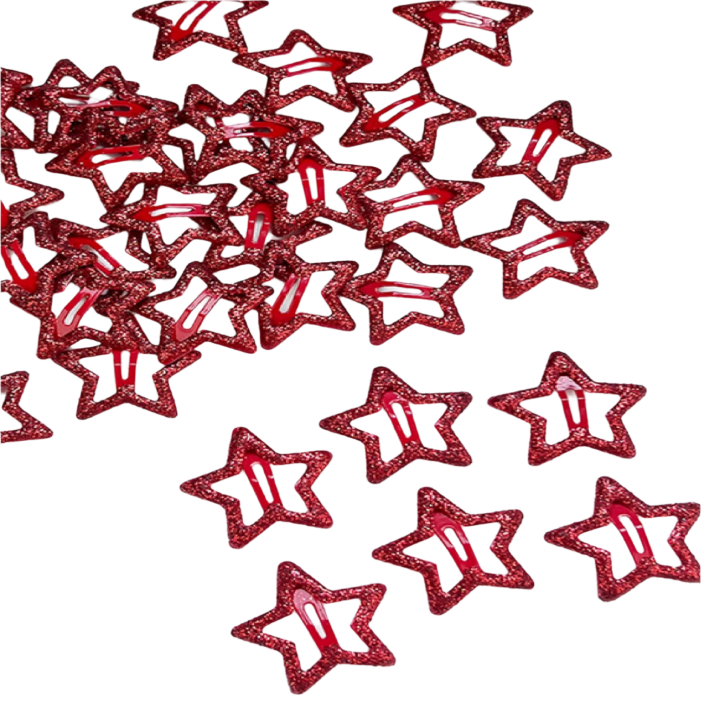 Red star-shaped hair clips