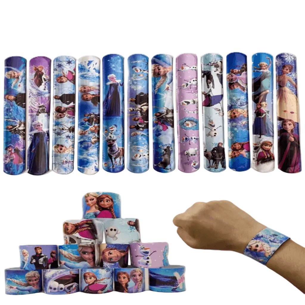 Set of four Frozen-themed slap bracelets.