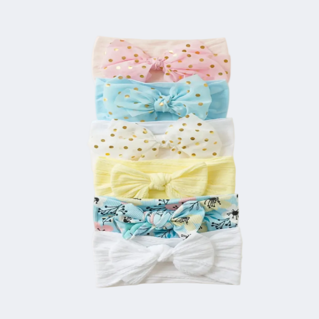 A set of colorful headbands with different patterns