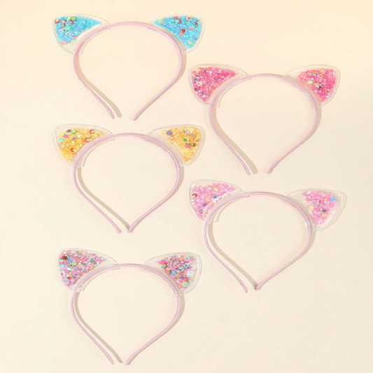 Set of four cat ear headbands with colorful decorations