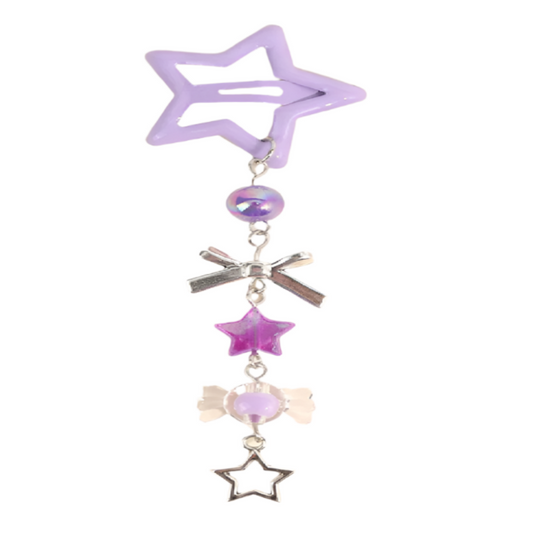 Decorative hair clip with star-shaped beads