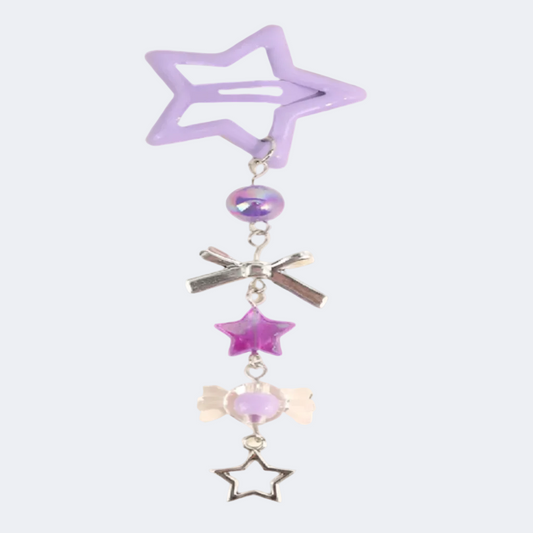Decorative hair clip with star-shaped beads
