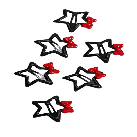 Black hair star clips