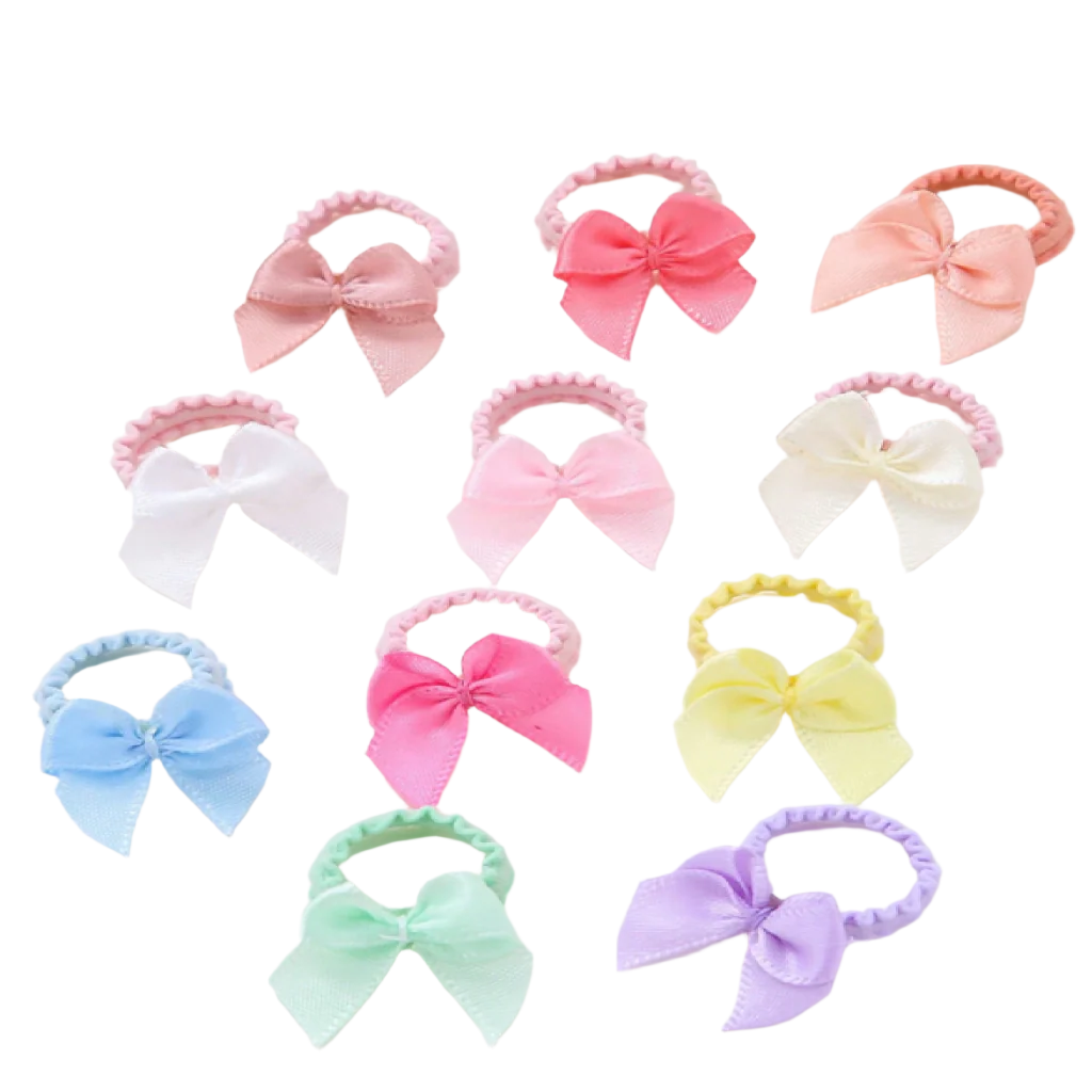 Set of colorful bow hair ties