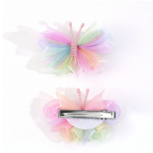 Tulle Butterfly Hair Clips Set of 2 Gradient Bows