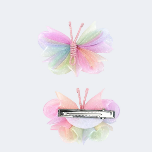 Tulle Butterfly Hair Clips Set of 2 Gradient Bows